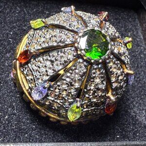 Rarities Carnival Dome Ring Gold Plate Over 925 Sterling Silver size 6